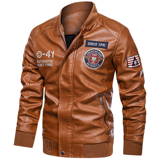 PU Leather Casual Jacket Flight Suit Leather Jacket