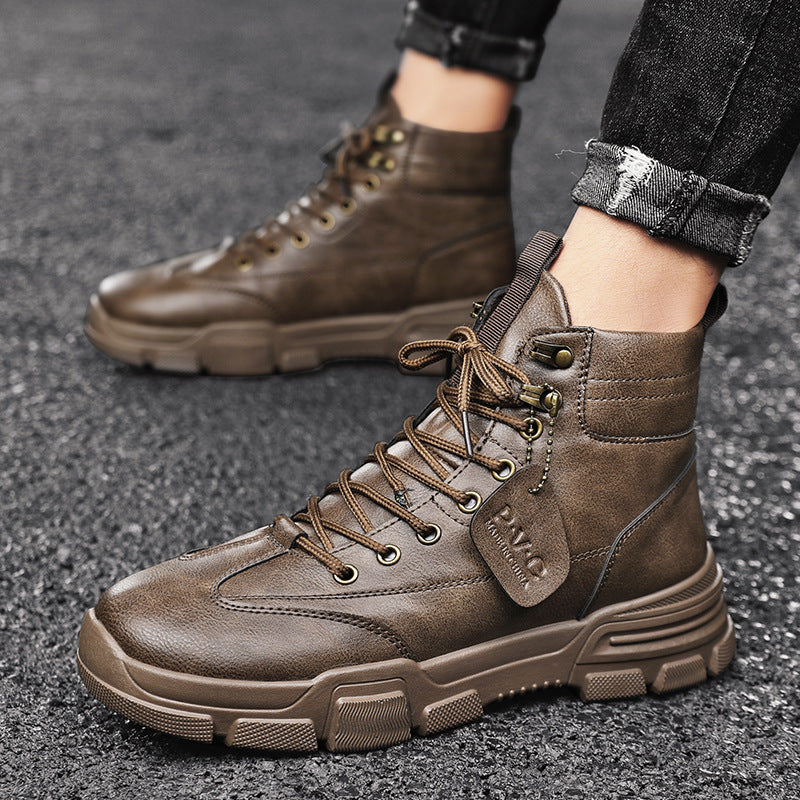 Men Round Toe Fashionable High Top Tooling Boots