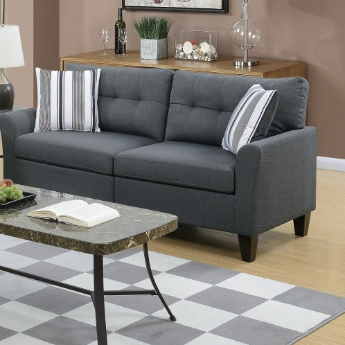 Elegant Living Room Furniture 2pc Sofa Set And Loveseat Charcoal Glossy