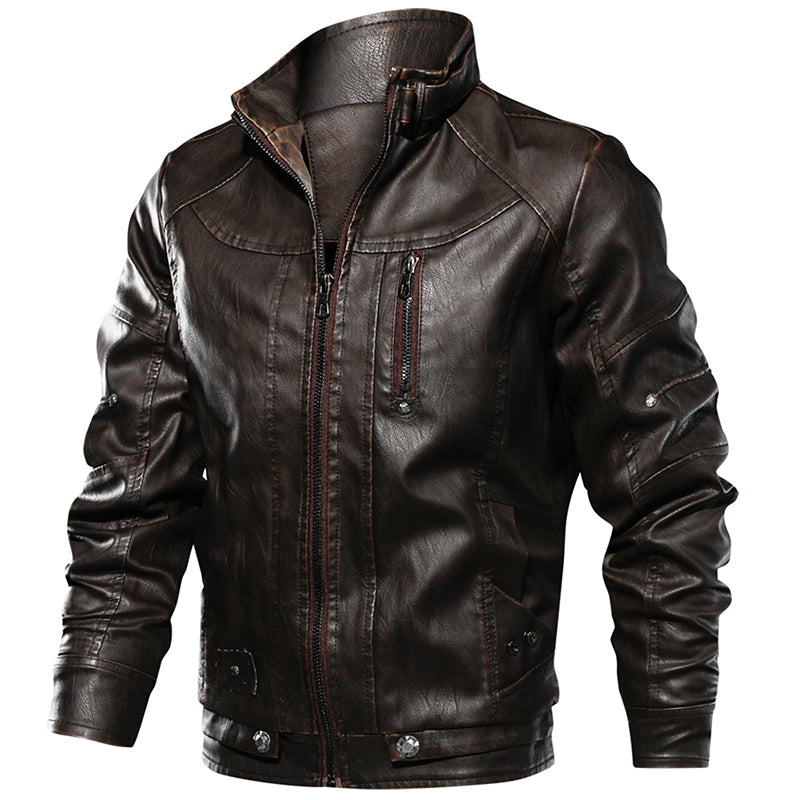 Men PU Leather Jacket For Motorcycle | Fashion Vintage Fit Coat