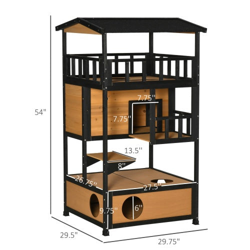 Wooden Patio Cat House | Pet Shelter Kitten