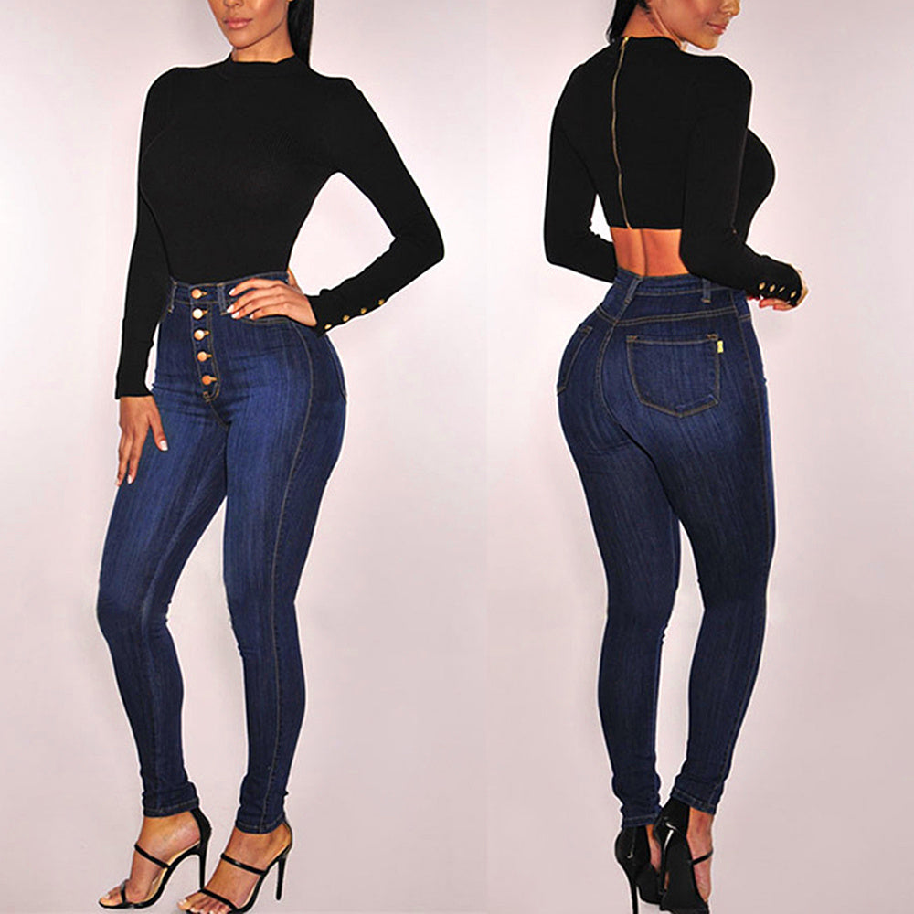 Ladies Stylish Blue Jeans | Waist Sexy Female Skinny Pants