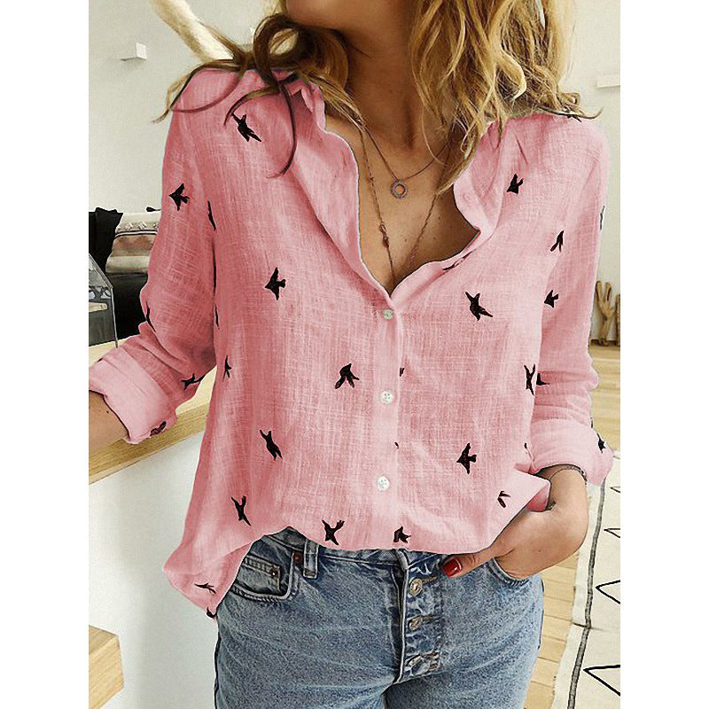 Casual Loose Long Sleeve Linen Shirt