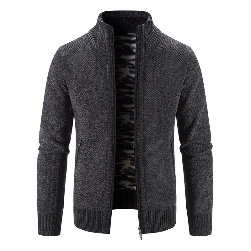 Men's Jacket Knitwear Autumn And Winter Fleece Lined Padded Warm Keeping Cardigan