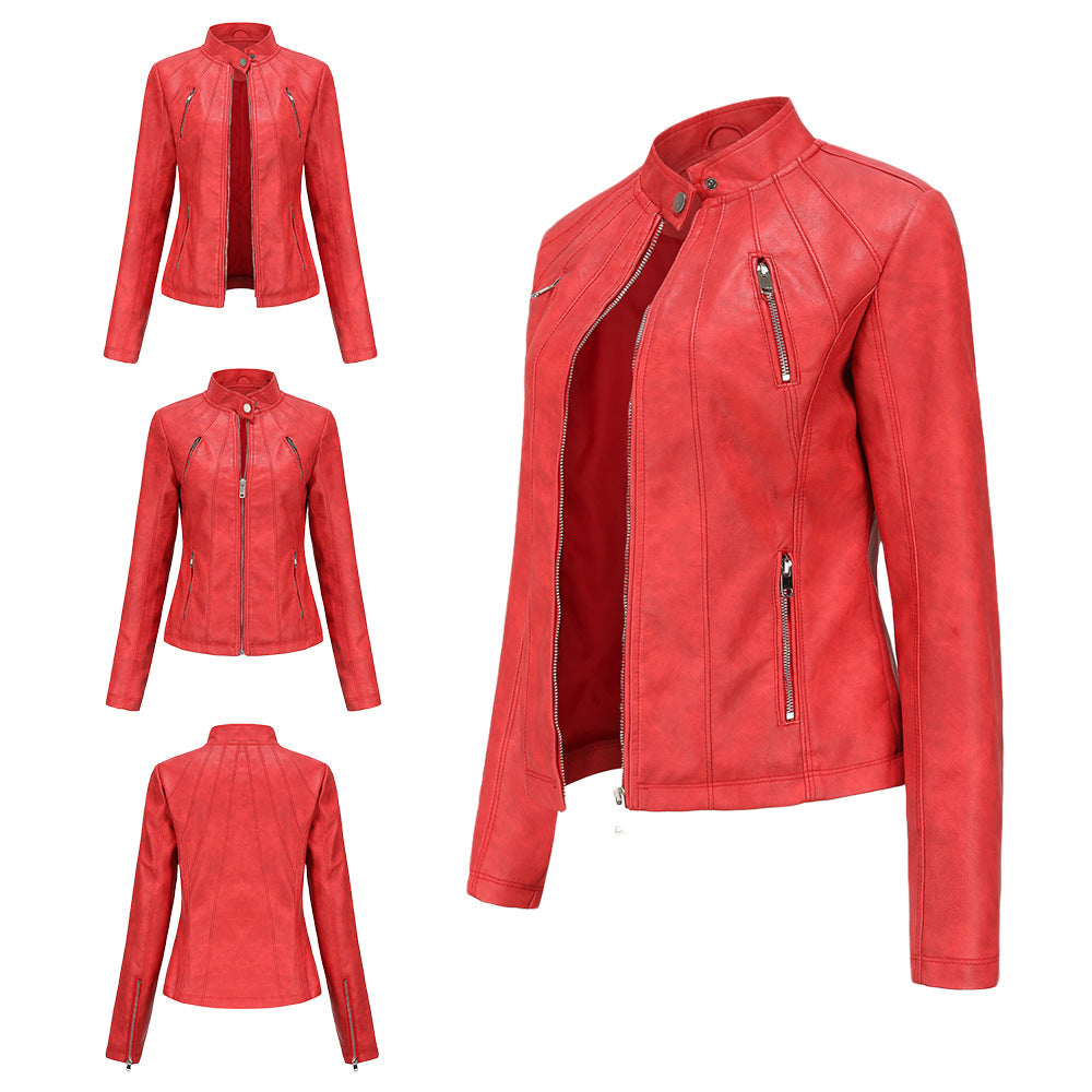 Short ladies leather jacket