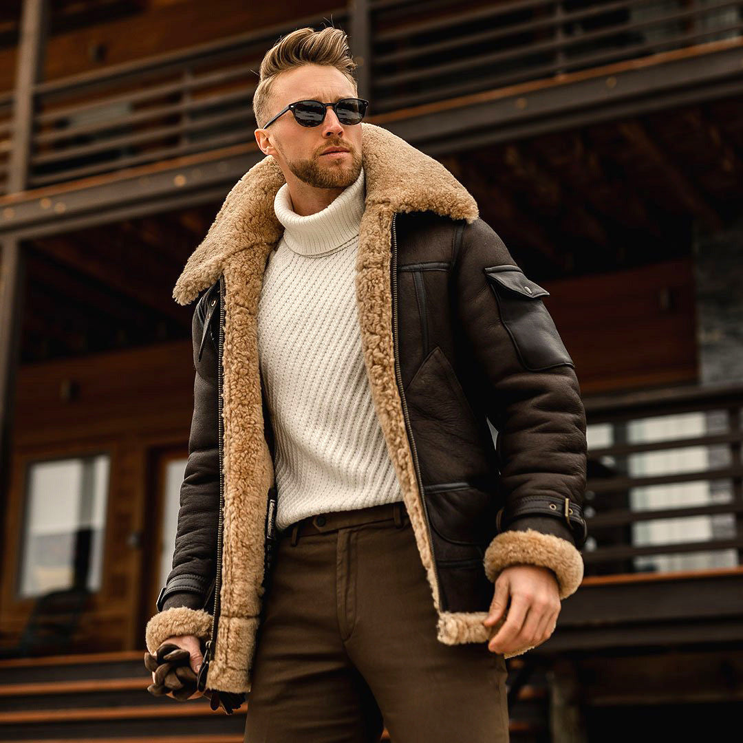 Men's Warm Fleece Military Winter Jacket | Fur Collar Coat