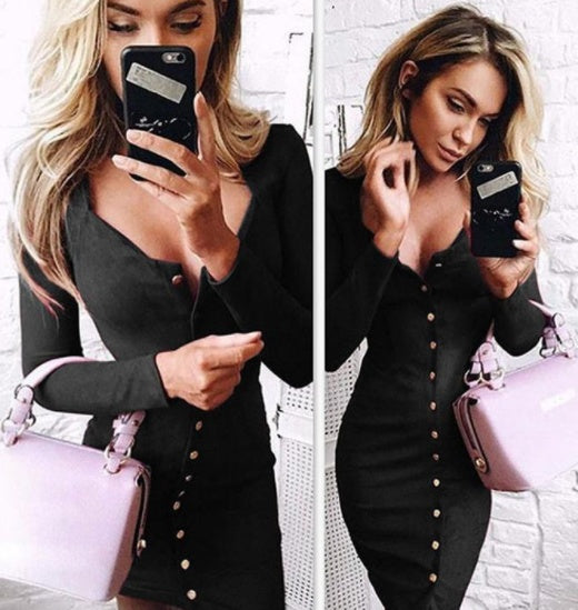 Women's Elegant Bodycon Slim Long Sleeve Dresses For Party Cocktail