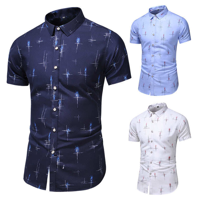 Men's Plus Size Printed Short-sleeved Shirt