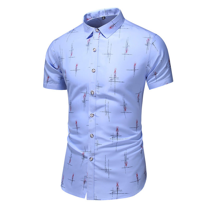 Men's Plus Size Printed Short-sleeved Shirt