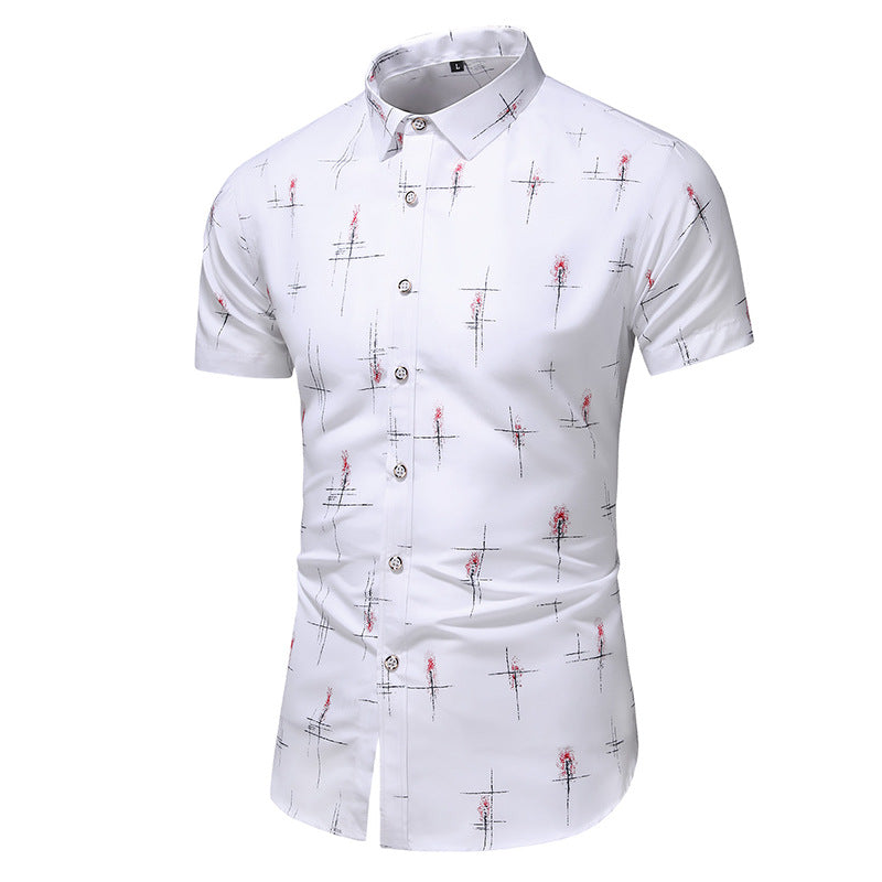 Men's Plus Size Printed Short-sleeved Shirt