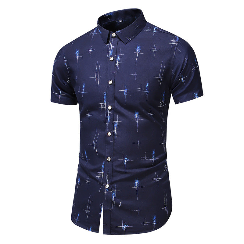 Men's Plus Size Printed Short-sleeved Shirt