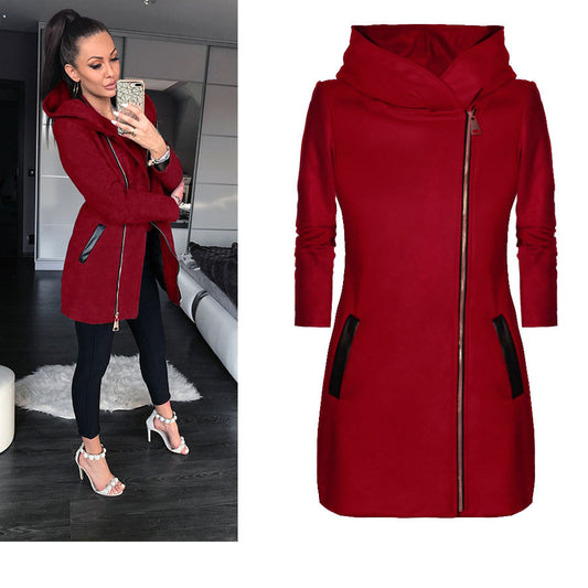 Women's Fashion Side Zipper Fleece Coat | Plus Hooded Blazer For Ladies