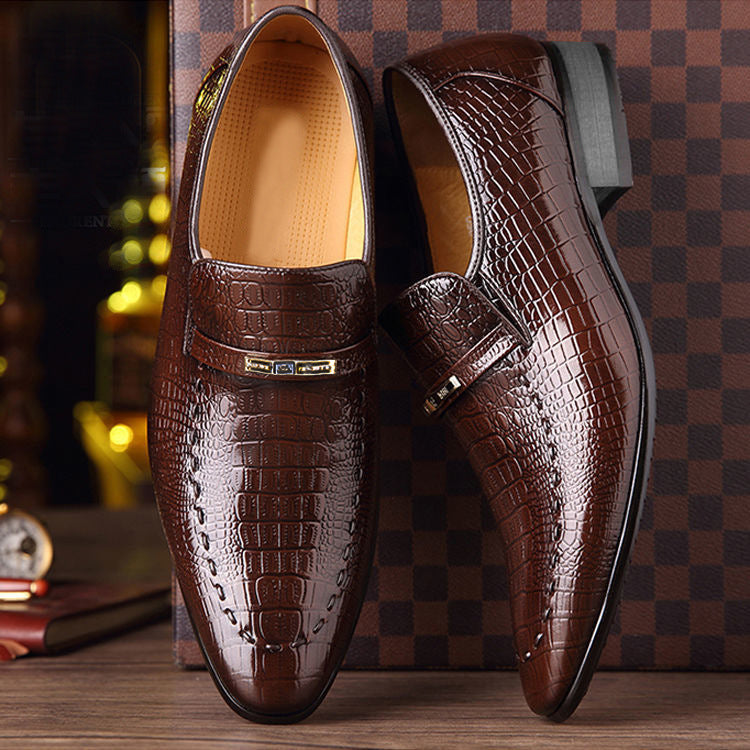 Ov Shoes 3195 Crocodile-Print Men's Leather Shoes Large Size Low-Help Men's Casual Single Shoes Embossed Leather Shoes Men
