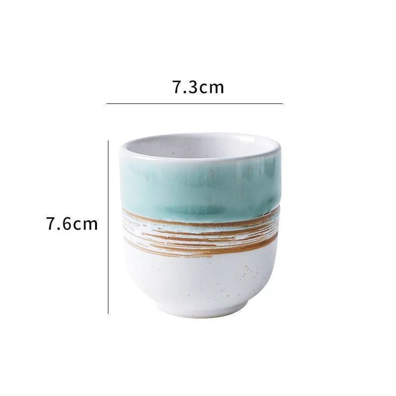 Retro Japanese Style Ceramic Tea And Coffee Cups Kiln Pigmented Office