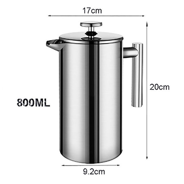 French Press Coffee Maker Stainless Steel Percolator - For Refined Coffee Tasters