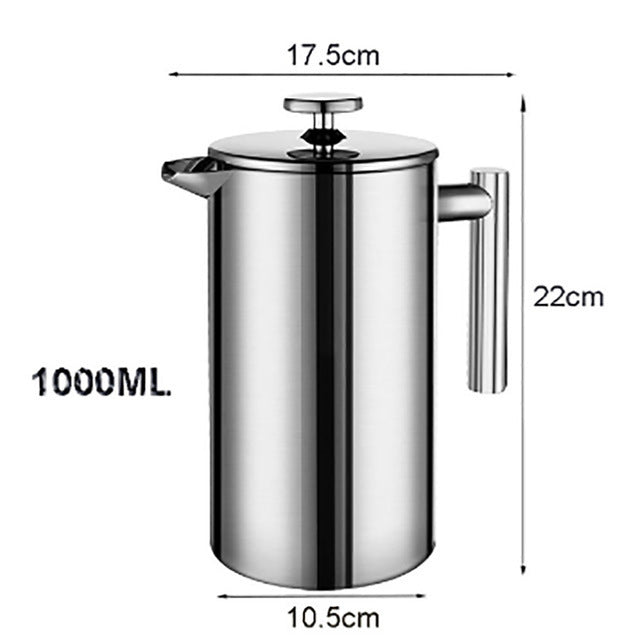 French Press Coffee Maker Stainless Steel Percolator - For Refined Coffee Tasters