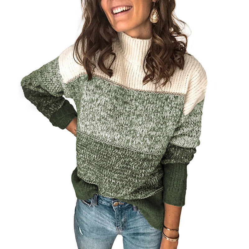 Contrasting high neck sweater