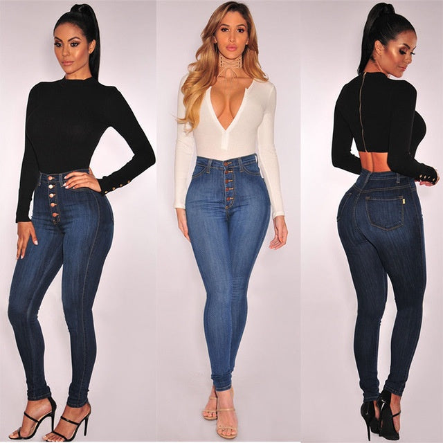 Ladies Stylish Blue Jeans | Waist Sexy Female Skinny Pants