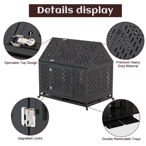 Heavy Duty Patio Privacy Dog House | Heavy Duty Cage Frame 2 Doors