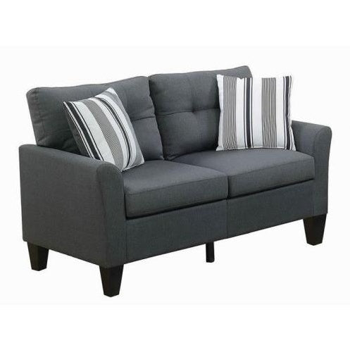 Elegant Living Room Furniture 2pc Sofa Set And Loveseat Charcoal Glossy