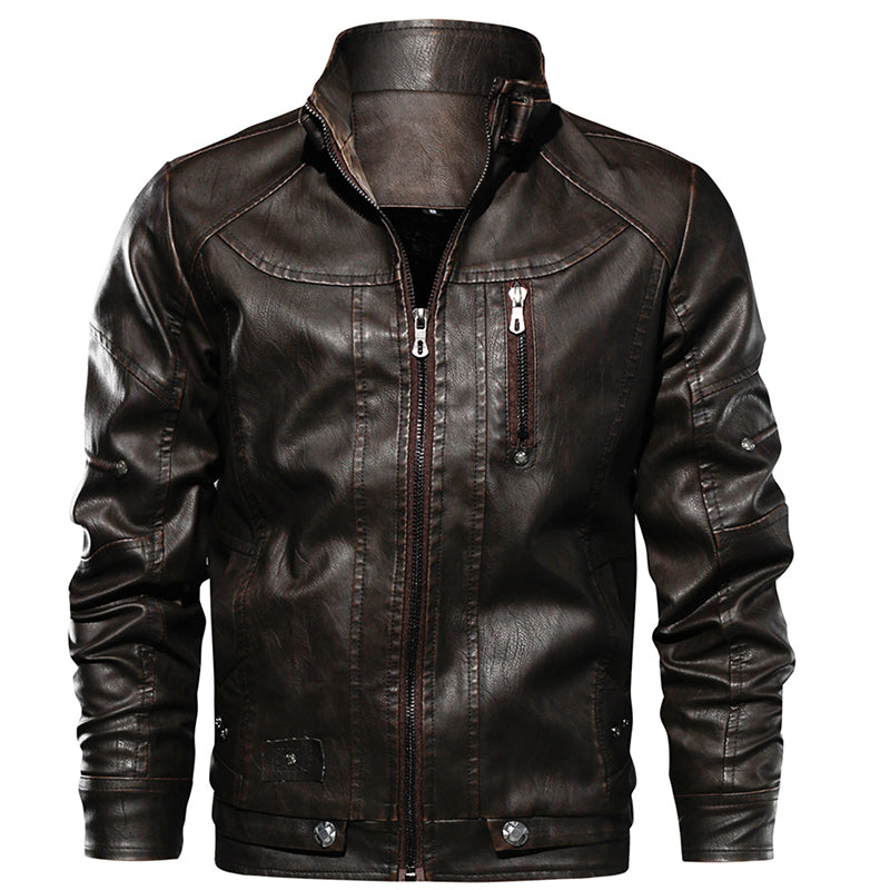 Men PU Leather Jacket For Motorcycle | Fashion Vintage Fit Coat