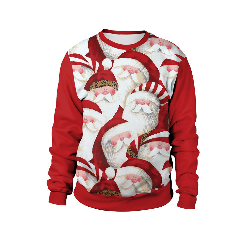 Warm women's sweater with round neck and Christmas print