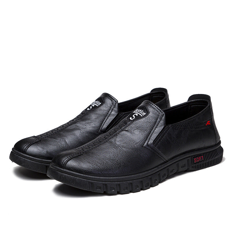 Black Non-slip Shoes For Office Business | Soft Bottom Leather Footwear