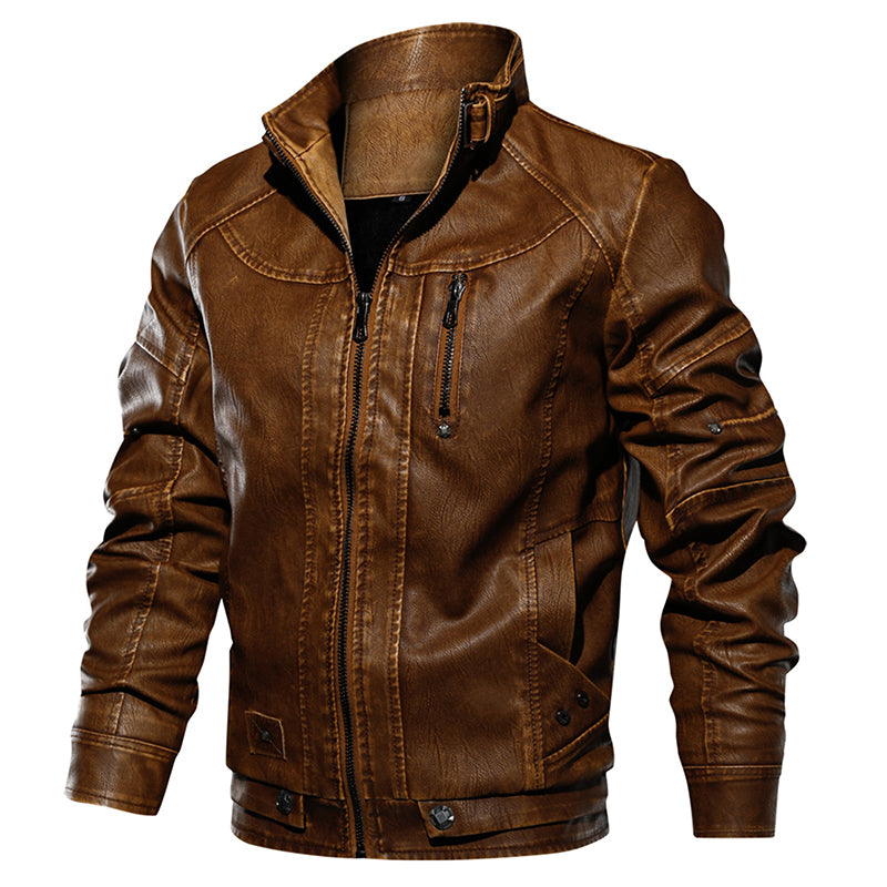 Men PU Leather Jacket For Motorcycle | Fashion Vintage Fit Coat