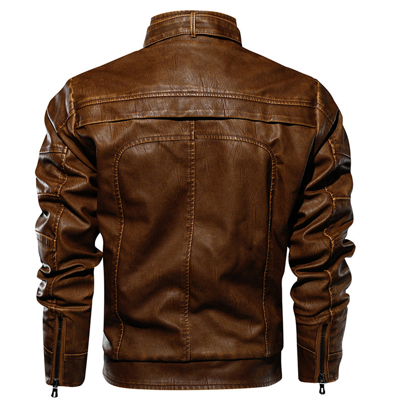 Men PU Leather Jacket For Motorcycle | Fashion Vintage Fit Coat