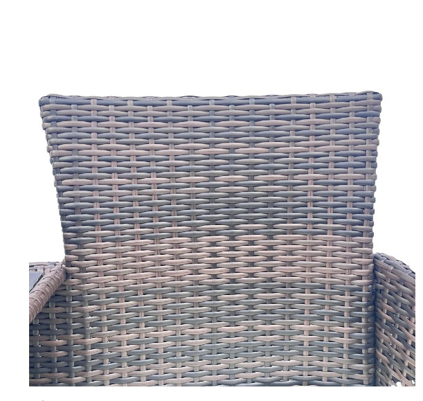 Comfortable Wicker Terrace Conversation Furniture Set, Outdoor with Removable Cushion and Table, Tempered Glass Top