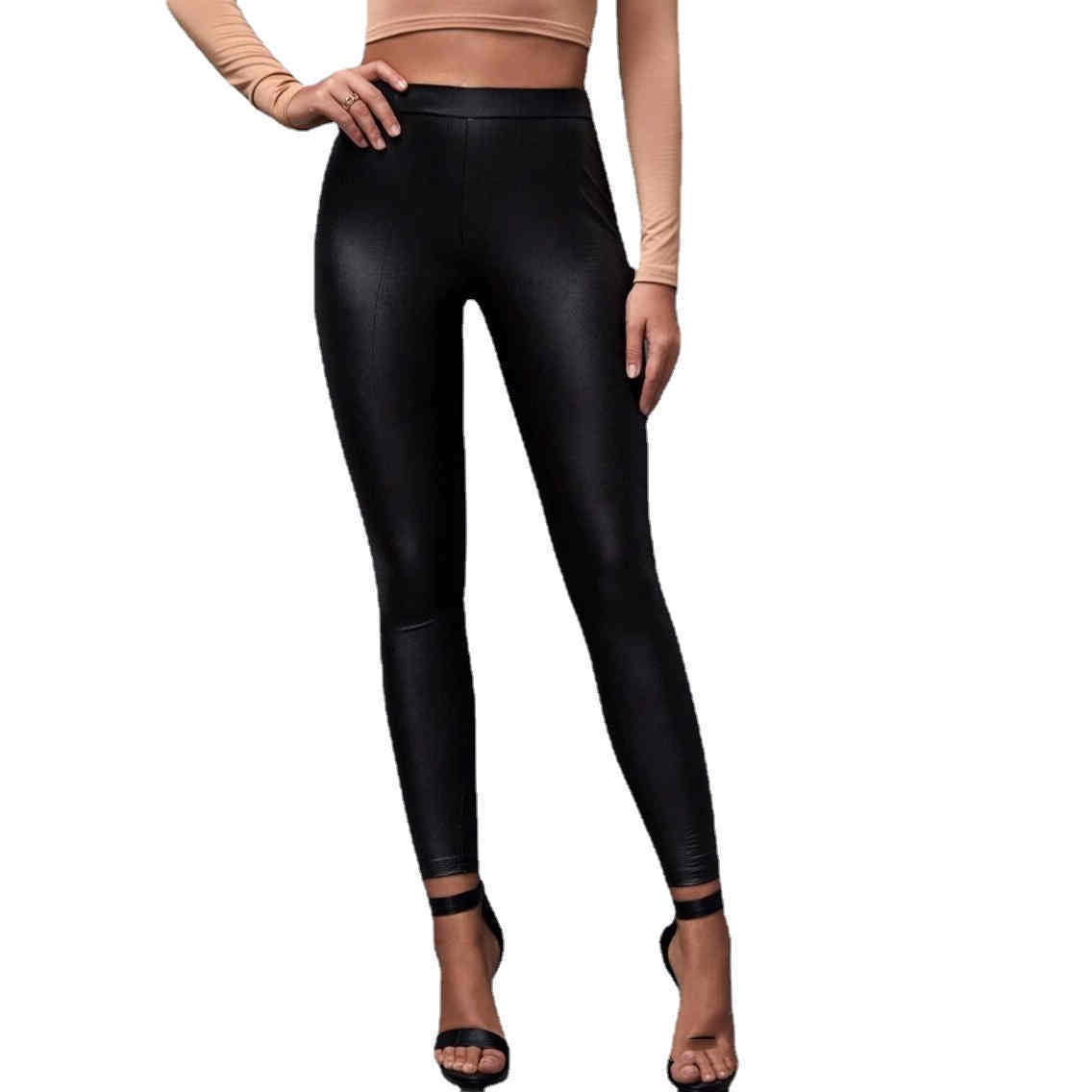 Women's Mid-waist Pu Slim Leather Pants | Tight-fitting Hip Sexy Female Leggings