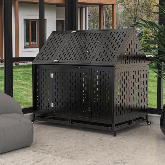 Heavy Duty Patio Privacy Dog House | Heavy Duty Cage Frame 2 Doors