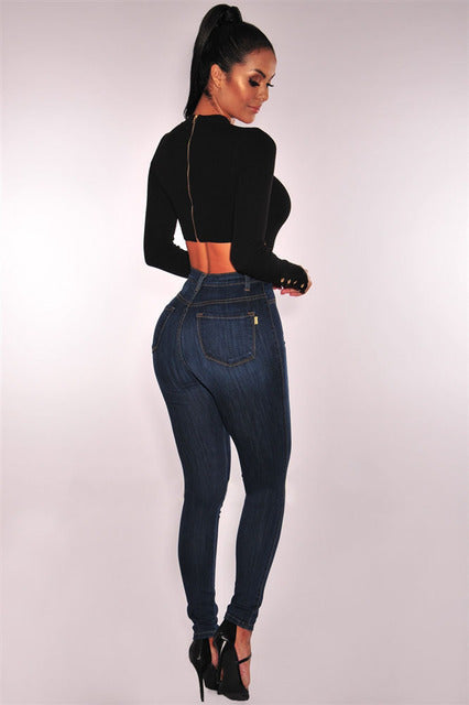 Ladies Stylish Blue Jeans | Waist Sexy Female Skinny Pants