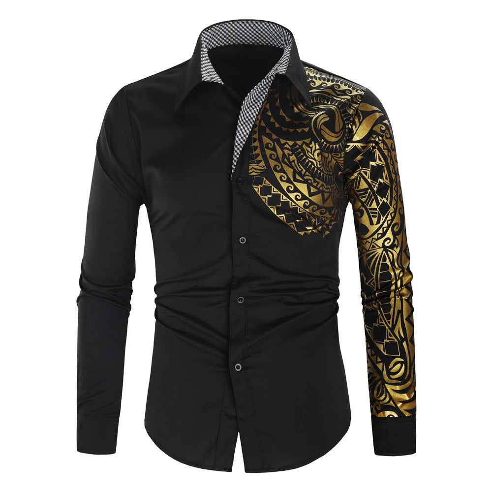 Bronzed printed long sleeve shirt