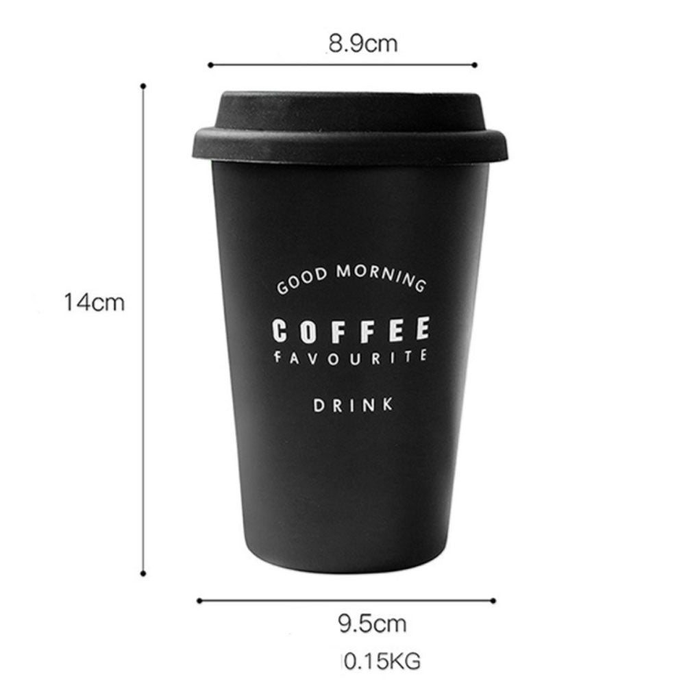 Coffee ROKEN Stainless Steel Cups with Lids  350ML To Start The Day