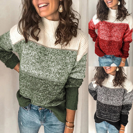 Contrasting high neck sweater