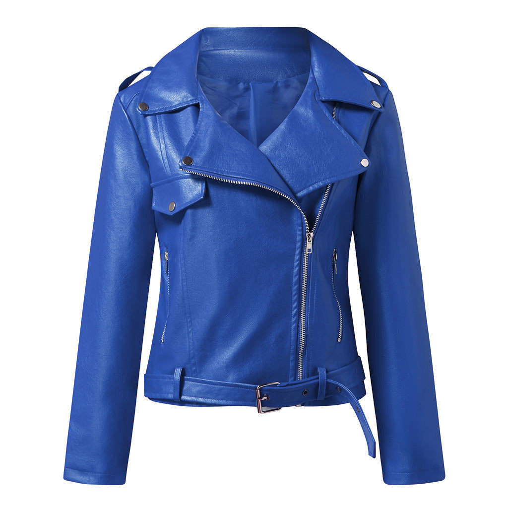 Women's Short PU Leather Motorcycle Coat  | Slim Jacket For Winter