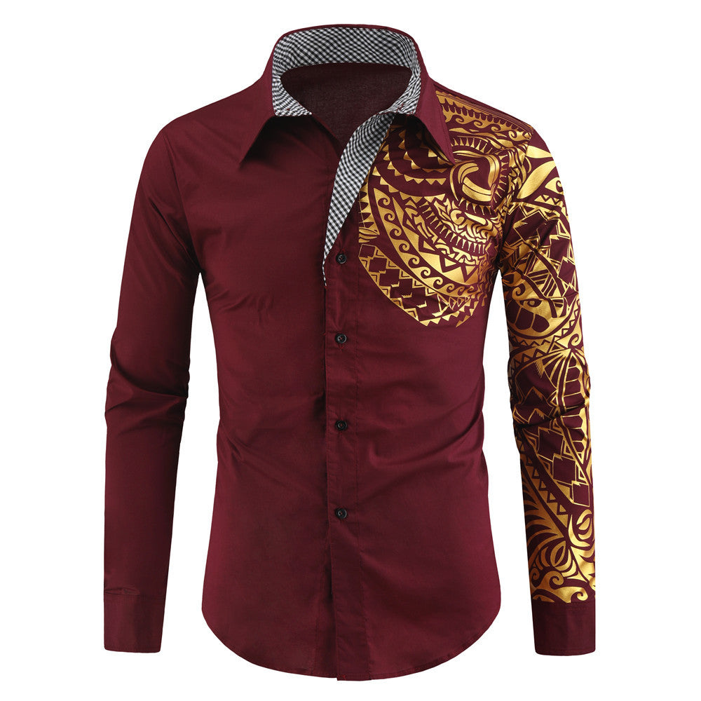 Bronzed printed long sleeve shirt