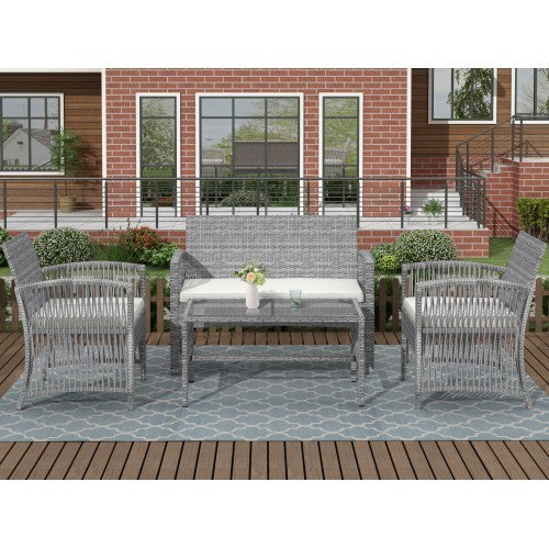 Sofa for Garden, Backyard, Porch and Poolside 4 Pieces Outdoor Furniture Chair & Table Patio Set Outdoor To furnish your terrace