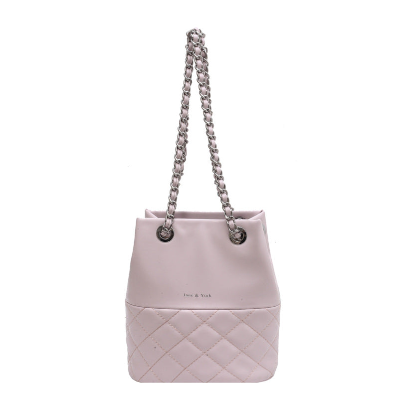 Simple Women's Fashion Diamond Texture One-shoulder Bucket Crossbody Bag