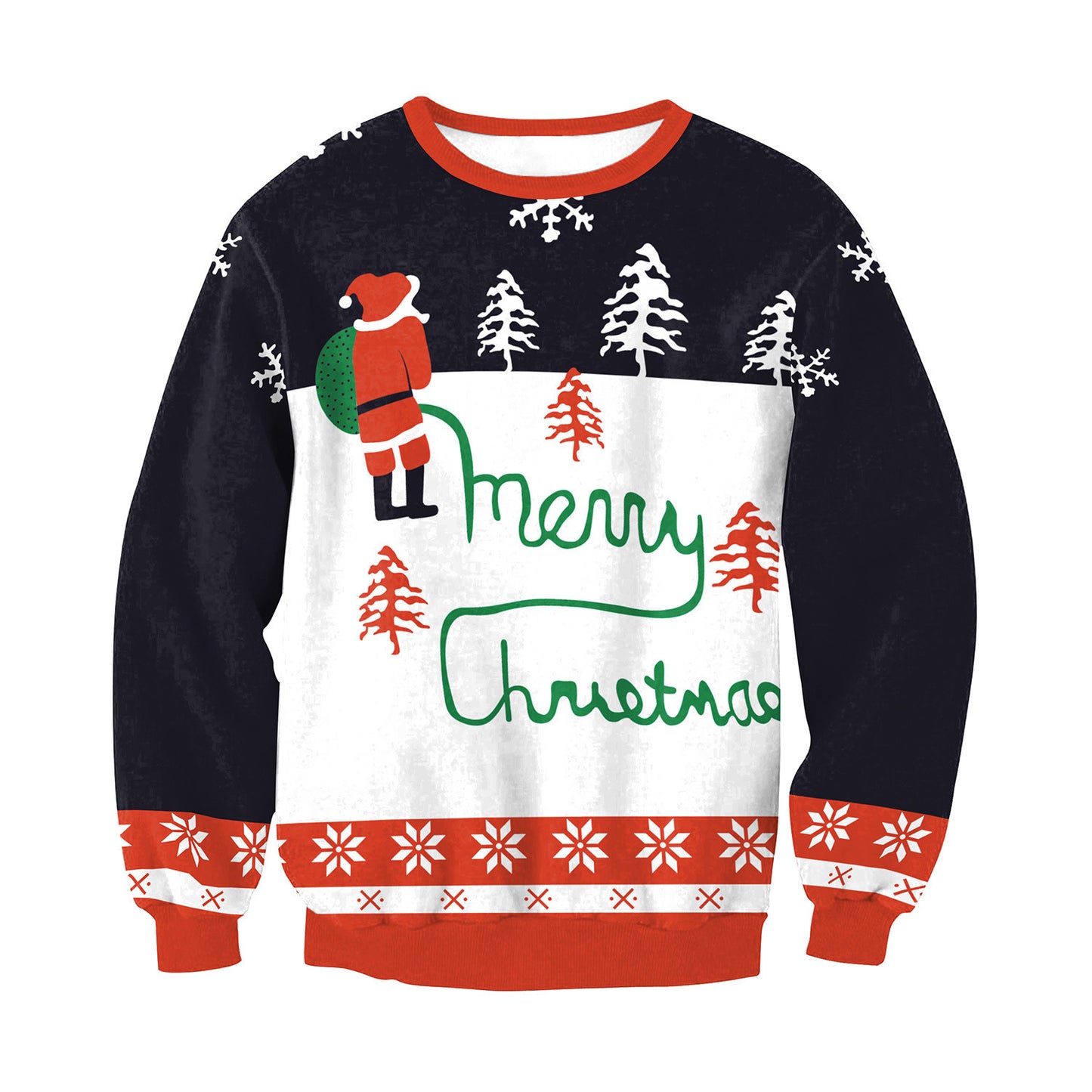 Winter Fashion Christmas Sweater Santa Elf Funny Pullover