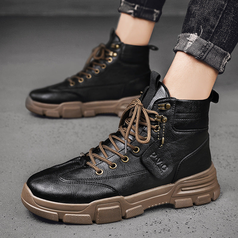 Men Round Toe Fashionable High Top Tooling Boots