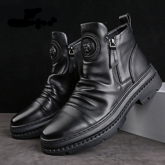 Men's Fashionable All-match High-top With Velvet Tactical Military Boots