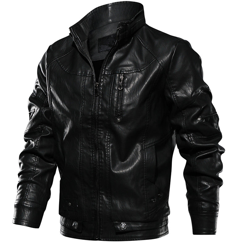 Men PU Leather Jacket For Motorcycle | Fashion Vintage Fit Coat