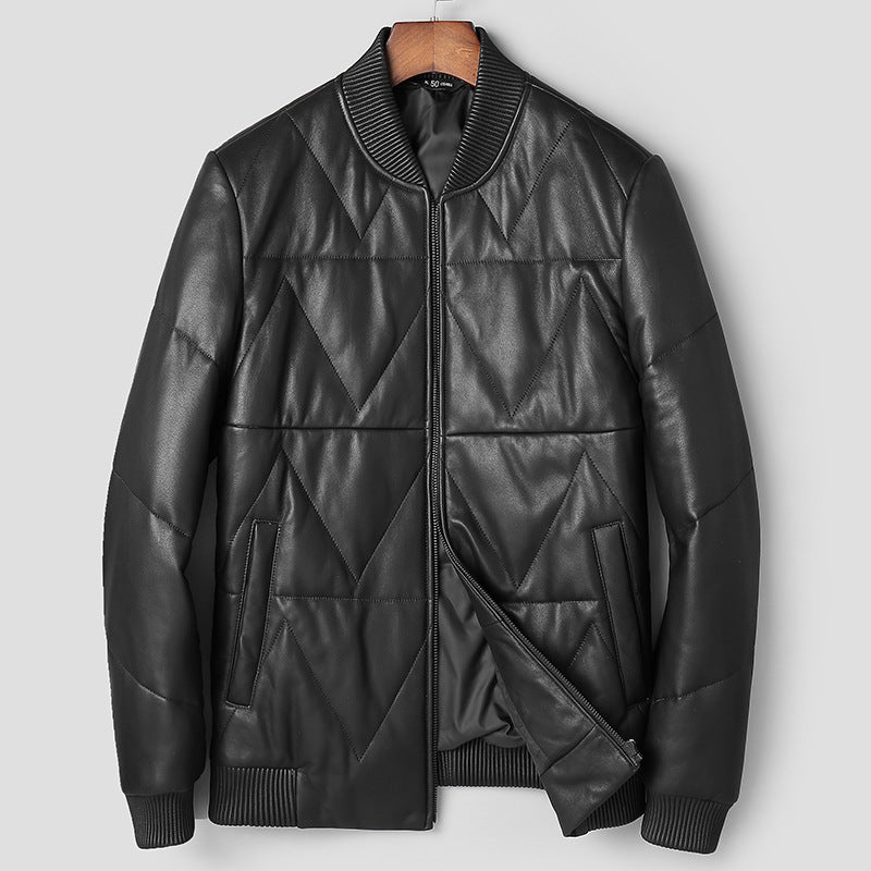 Men's Down Leather Coat |  Youth Leather Jacket | High Quality Blazer