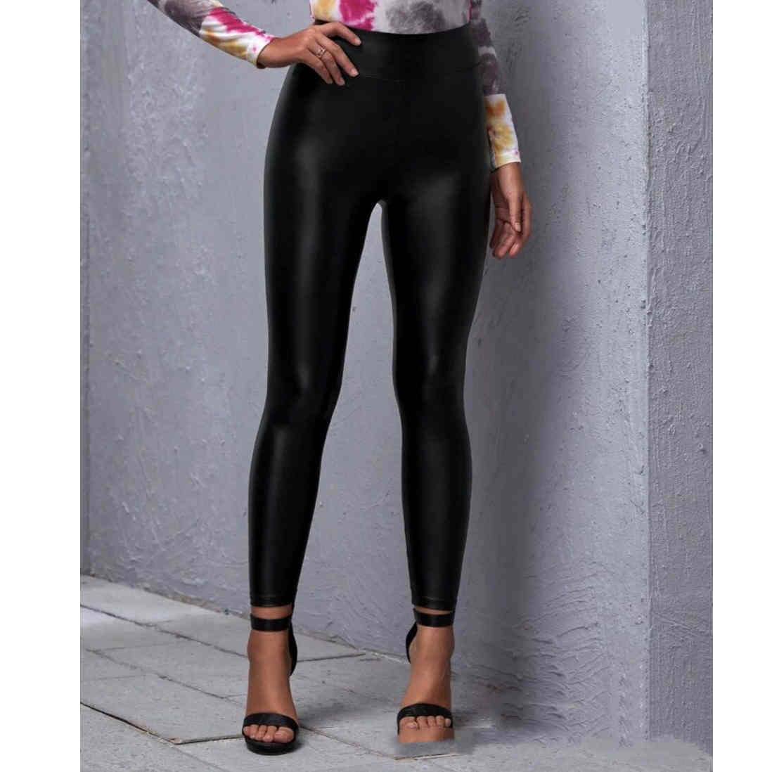 Women's Mid-waist Pu Slim Leather Pants | Tight-fitting Hip Sexy Female Leggings