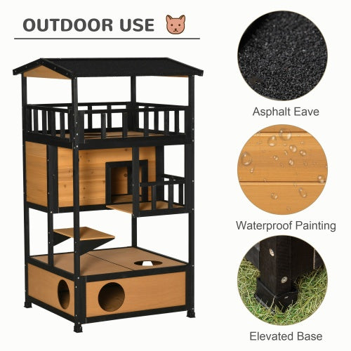 Wooden Patio Cat House | Pet Shelter Kitten