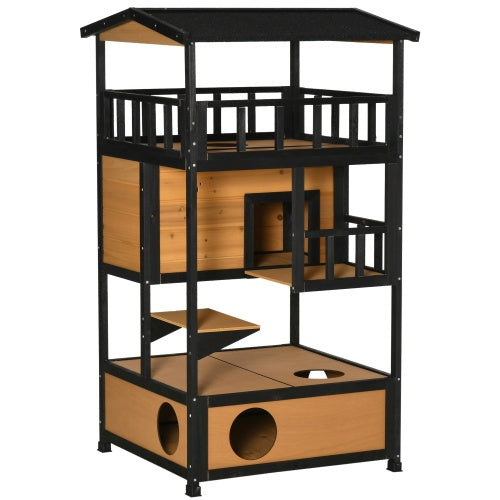 Wooden Patio Cat House | Pet Shelter Kitten