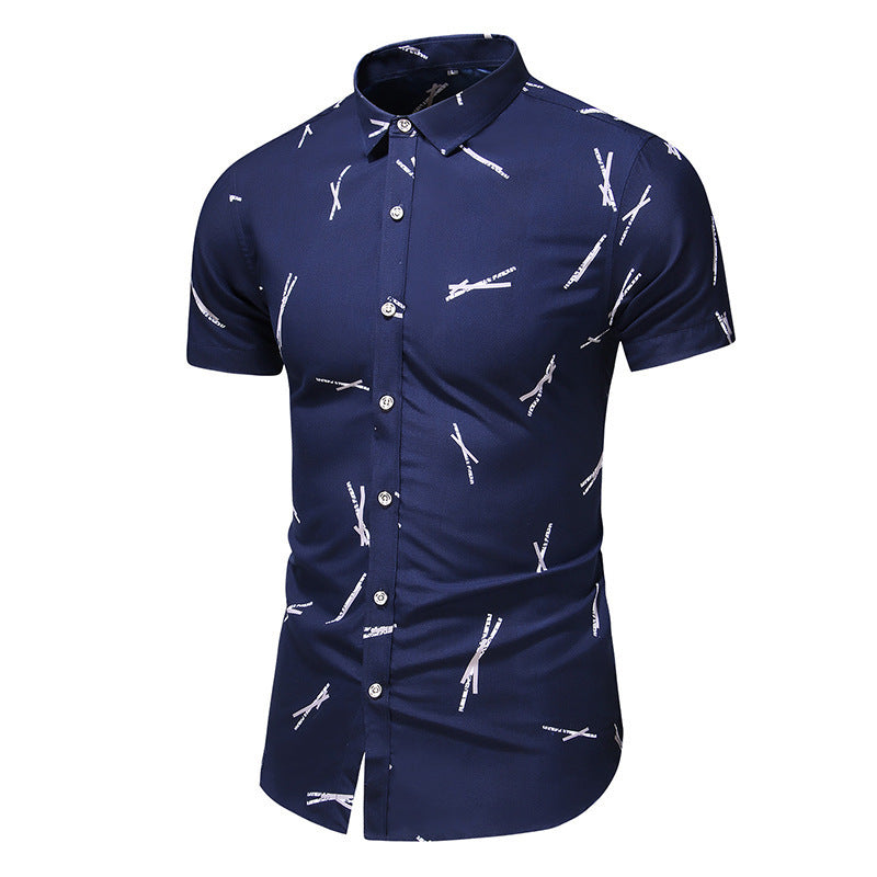 Men's Plus Size Printed Short-sleeved Shirt