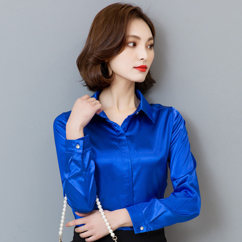 Simulated Silk Long-sleeved Shirt Fashion Casual Business Wear